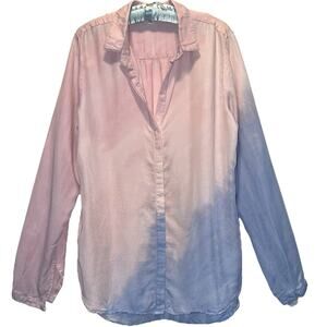 Cloth & Stone Hand Dip Tie-Dye Long Sleeve Button Front Blouse size Large